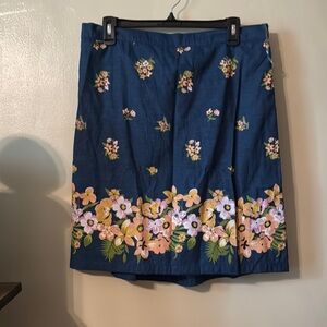 Classic Blue Knee-Length Pencil Skirt